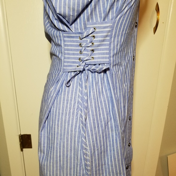 Fitted Long Sleeved Collared Dress Classic Blue - Picture 2 of 7